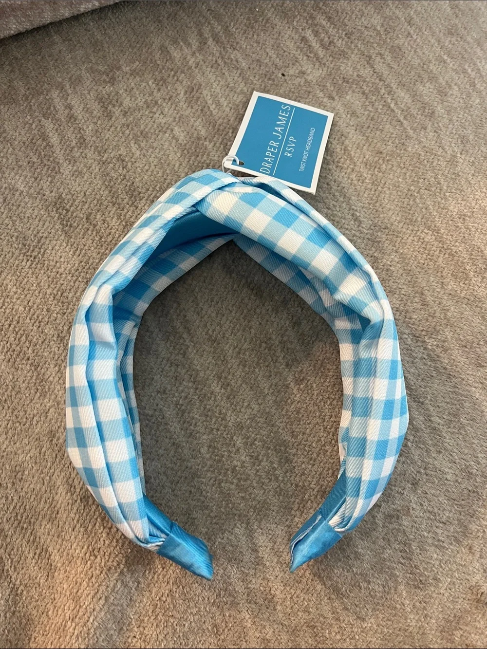 NWT Draper James Blue Gingham Knotted Headband